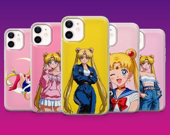 Sailor Moon Handyhülle Anime Fan Pink Cover für iPhone 17Pro, 16, 15, 14, 13, 12, Samsung S26, S25, S24, S23Fe, A16, A56, Pixel 10, 9Pro