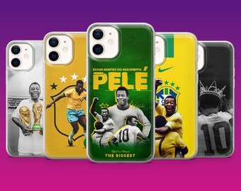 Pelé Handytasche Brasilien Fan Fußballfan Hülle für iPhone 17Pro, 16, 15, 14, 13, 12, Samsung S26, S25, S24, S23Fe, A16, A56, Pixel 10, 9Pro