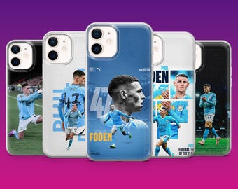 Phil Foden mobilskal Man City-fanfotbollsfodral för iPhone 17Pro, 16, 15, 14, 13, 12, Samsung S26, S25, S24, S23Fe, A16, A56, Pixel 10, 9Pro