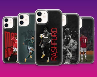 Etui na telefon Marcus Rashford z motywem kibica piłki nożnej na iPhone'a 17Pro, 16, 15, 14, 13, 12, Samsunga S26, S25, S24, S23Fe, A16, A56, Pixel 10, 9Pro