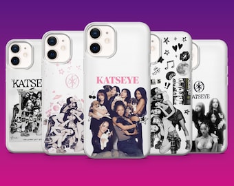 Etui na telefon Katseye w kolorze różowym z motywem muzyki pop do modeli iPhone 17Pro, 16, 15, 14, 13, 12, Samsung S26, S25, S24, S23Fe, A16, A56, Pixel 10, 9Pro