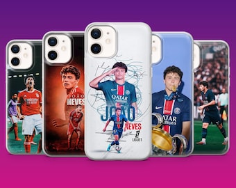 João Neves mobilskal PSG-fangåva fotbollsskal för iPhone 17Pro, 16, 15, 14, 13, 12, Samsung S26, S25, S24, S23Fe, A16, A56, Pixel 10,9Pro