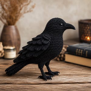 Corbin the Perched Raven Amigurumi Crochet Pattern - Beginner-Friendly Digital PDF - Instant Download