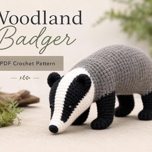 Woodland Badger Amigurumi Crochet Pattern, Realistic Stuffed Animal PDF, Intermediate Level, Instant Download