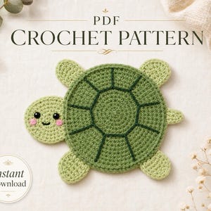 Crochet Turtle Coaster Pattern, Beginner Amigurumi PDF, Sea Turtle Decor (Instant Download)