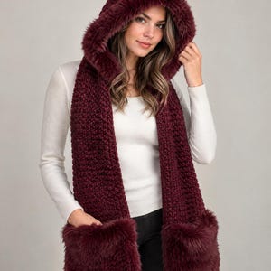 Luxe Hooded Scarf Crochet Pattern: Beginner-Friendly PDF with Faux-Fur Trim