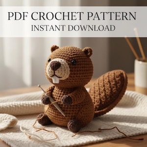 Bramble the Beaver Amigurumi Crochet Pattern PDF | Woodland Stuffed Animal Toy | Intermediate Instant Download