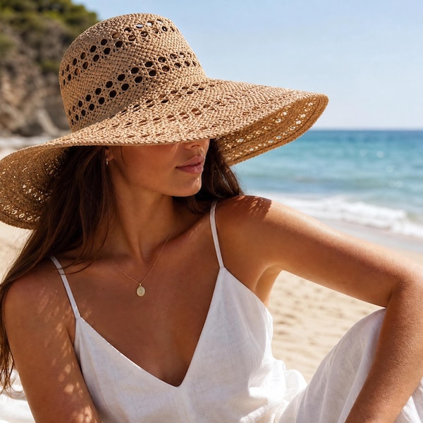 Raffia Sun Hat Crochet Pattern | Wide Brim Summer Hat PDF (Intermediate)