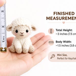 Beginner Crochet Lamb Keychain Pattern PDF - Lily the Little Lamb Amigurumi Sheep Bag Charm Tutorial