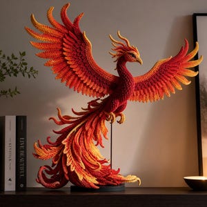 Phoenix Rising Amigurumi Crochet Pattern | Posable Firebird, Gradient Feathers (Digital Download)