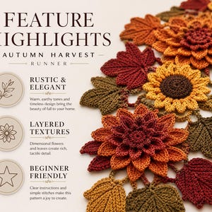 Autumn Harvest Table Runner Crochet Pattern | Beginner Friendly Motif | Fall Decor Thanksgiving Centerpiece