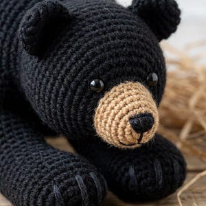 Realistic Black Bear Crochet Pattern – Posable Wire Armature Amigurumi Sculpture (PDF Guide)