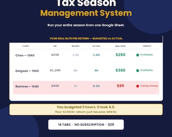 Tax Season Client Tracker Google Sheets
