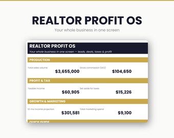 Realtor Commission Tracker Google Sheets | Deal ROI, Tax, Business Planner (Digital Download)