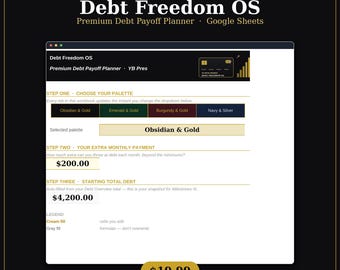 Debt Payoff Tracker Google Sheets | Snowball Avalanche Calculator Debt Free Planner | 4 Color Palettes Premium Spreadsheet