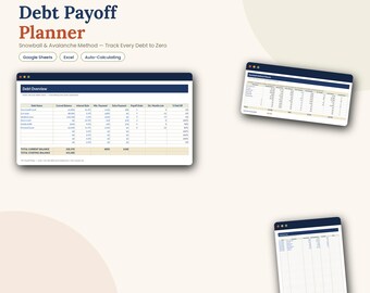 Debt Payoff Planner Google Sheets, Snowball Avalanche Tracker (Digital Download)