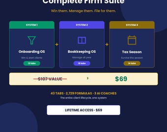 Accounting Firm Suite Google Sheets | Client Onboarding, Bookkeeping, Tax Systems