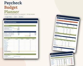 Biweekly Paycheck Budget Planner, Google Sheets, Excel, Sinking Funds Tracker