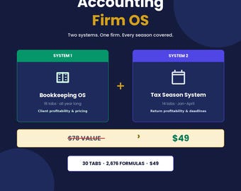 Accounting Firm Bundle: Bookkeeping OS + Tax Season System (Google Sheets)