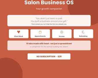 Salon Business Planner Google Sheets | Client Booking, Income Tracker (Digital Download)