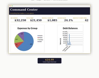 Debt Payoff Tracker Budget Planner Net Worth Google Sheets | Snowball Avalanche Dashboard | Excel Financial Planner Spreadsheet