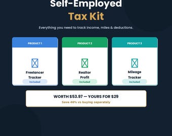 Self-Employed Tax Kit | Freelancer, Realtor, Mileage Tracker (Google Sheets)