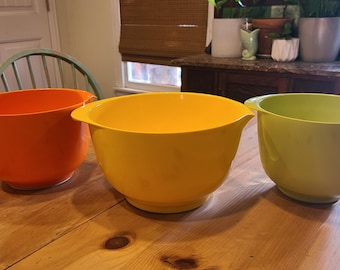 Set van 3 Rosti Mepal Margrethe Style melamine mengkommen, geel, oranje, groen