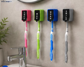 Personalised Toothbrush Holder with Lid, Custom Name