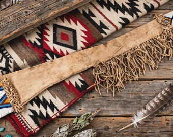 Western Rifle Scabbard with Beadwork | Handmade Leather Gun Cover | Native Inspired
