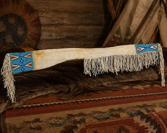 Native American Beaded Rifle Scabbard | Beaded Gun Cover | Native Gun Scabbard Fringe | Western Rifle Cover Beaded | Buckskin Gun Sleeve