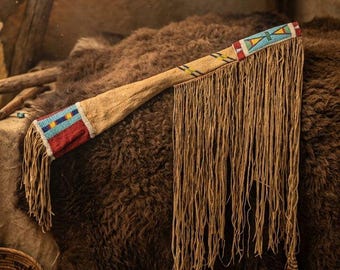 Native American Style Beaded Rifle Scabbard, Handmade Leather Gun Case, Plains Indian Style
