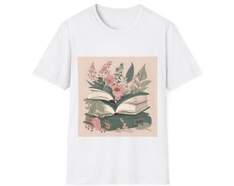Bookish Cottagecore Sweatshirt, Open Book Wildflowers, Literary Floral Crewneck Apparel