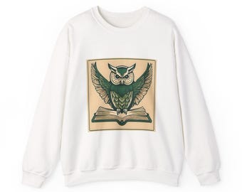 Vintage Owl Badge Bookworm Sweatshirt, Literary Collegiate Apparel
