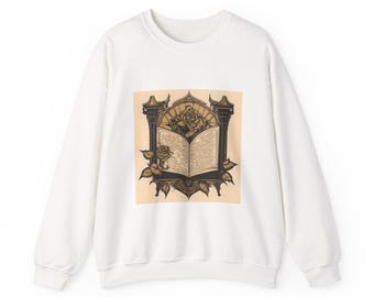 Dark Romance Art Nouveau Book Sweatshirt | Literary Gothic Apparel, Cream Unisex Fit