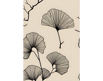 Ginkgo Leaf Line Art Print, Minimalist Botanical Wall Art, Modern Leaf Line Drawing Poster, Neutral Boho Plant Print, Nature Decor