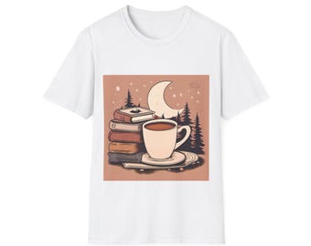 Book Stack and Tea Cozy Crewneck, Cottagecore Literary Reader Apparel