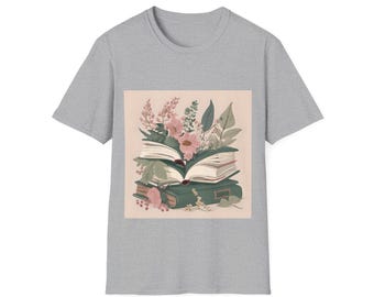 Bookish sweater, cottagecore open boek met bloemen, literaire leeskleding