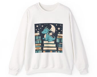 Dragon Reading Books Sweatshirt | Fantasy Lover Literary Apparel