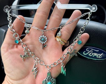 Western Turquoise Rearview Mirror Charm | Cowgirl Car Accessory | Horse Charm Car Decor | Boho Western Auto Charm