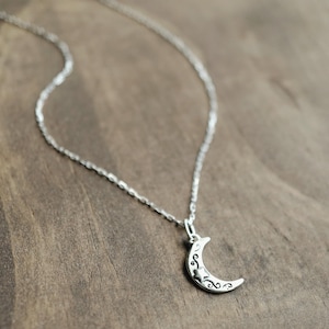 Sterling Silver Crescent Moon and Star Necklace • Dainty Minimalist Moon Phase Jewelry • Lightweight Everyday Jewelry • Gift for Her