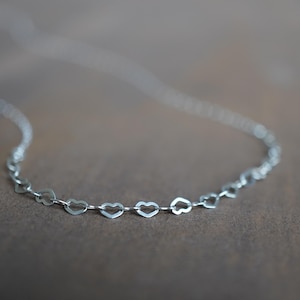 Sterling Silver Tiny Heart Choker Necklace • Ultra Dainty Minimalist Jewelry • Skinny Thin Layering Necklace • Lightweight Gift for Her