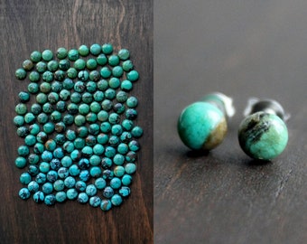 Turquoise Stud Earrings, Stainless Steel, Stainless Steel Turquoise Studs, Turquoise Studs, Turquoise Earrings, Tiny Turquoise Studs, 6mm