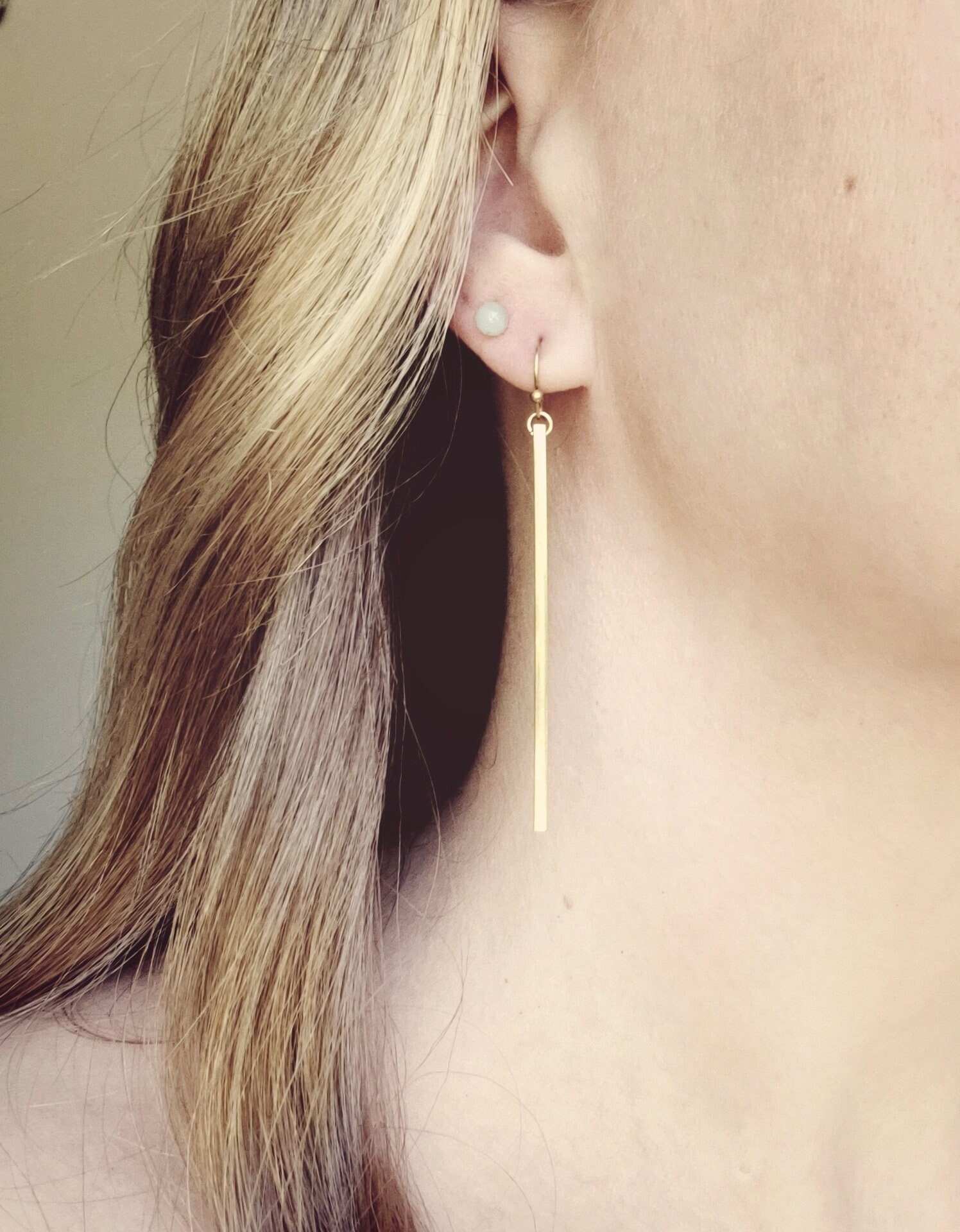 Gold Bar Stud Earrings Long » Hook & Matter: handmade modern jewelry from  brooklyn, ny | Gold bar earrings studs, Gold bar earrings, Minimalist  earrings
