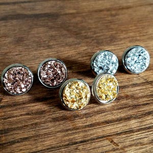 Druzy Earrings, Stainless Steel, Druzy Stud Earrings, Statement Earrings, Gift for Her image 8