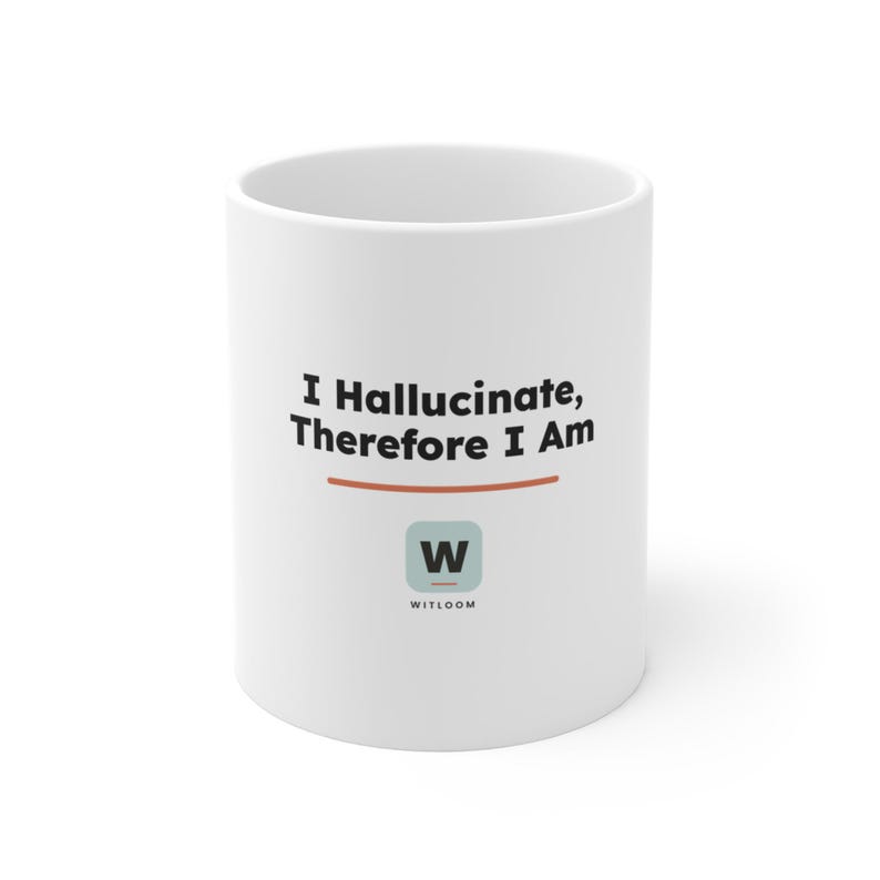 I Hallucinate Therefore I Am, AI Philosophy White Mug, Funny Descartes Programmer Coffee Cup, Geeky ML Gift afbeelding 1