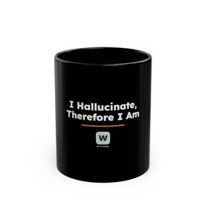 I Hallucinate Therefore I Am, AI Philosophy Black Mug, Funny Descartes Programmer Coffee Cup, Geeky ML Gift image 1