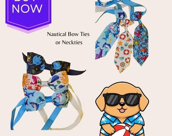 Aquatic-Themed Pet Bow Tie & Tie — For Pets Who Make Waves! (Size SMALL)