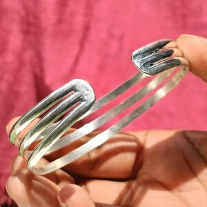 Offenes Armband aus 925er Sterlingsilber | Modernes, verstellbares Doppelarmband mit doppelter Schlaufe