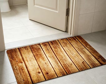Rustic Old Barn Wood Welcome Doormat Flannel Non Slip Indoor Front Door Rug Farmhouse Floor Carpet for Bathroom Kitchen Bedroom Entryway