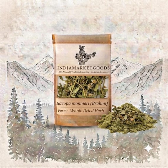 Dried Brahmi Leaves | Bacopa Monnieri Herbal Tea | Organic Ayurvedic Herb | Brain Health & Focus Supplement | Bulk Dried Herbs.